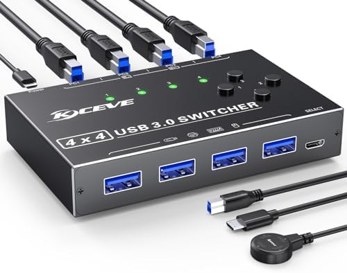 Switch USB 3.0 SGEYR - Commutatore 2 Ingressi 4 Uscite, Per Tastiera, Mouse, Scanner Tra 2 PC - Foto 4