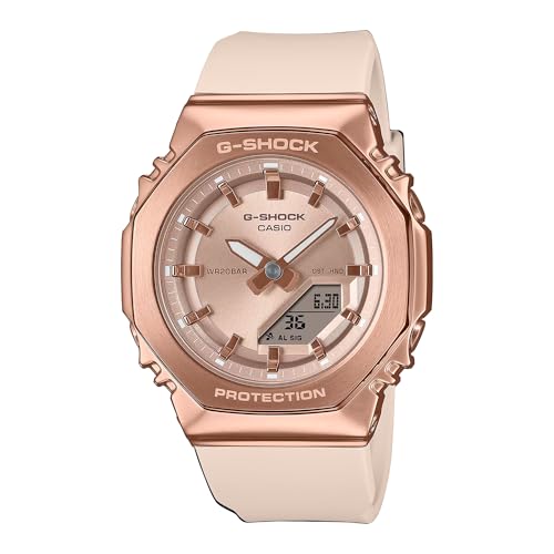Montre octogonale pour femme Casio G-Shock GMS2110PG-4A or rose étanche et antichoc