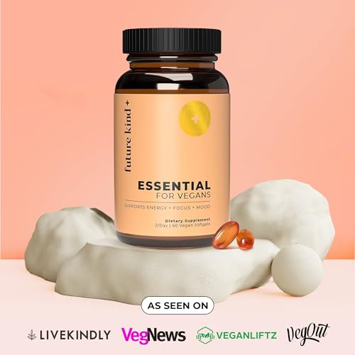 Future Kind Vegan Multivitamins - Glass Bottle & Made for Vegans w/Omega 3 DHA+EPA, Vitamin B12 & D3 - Vegan Vitamin for Energy, Focus, & Mood - Vegan Vitamins for Women & Men, 60 Tiny Softgels - Image 5