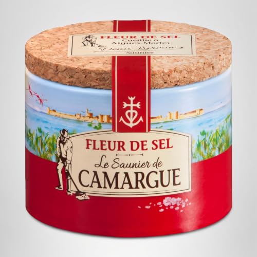 Le Saunier de Camargue Fleur De-Sel in 125 g Dose, Premium Meersalz aus Süd-Frankreich, Ideal als Finishing von Speisen