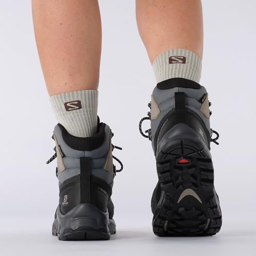 Salomon Women’s Quest Element Gore-Tex, Waterproof Neutral Leather Hiking Boots - Ebony/Rainy Day/Stormy Weather - 5.5