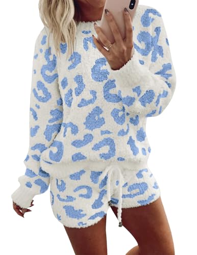 Libsorge Women's Leopard Fleece Loungewear Set