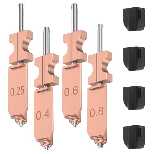 4 Pcs Hotend Kit with Silicone Cover 0.25mm 0.4mm 0.6mm 0.8mm Quick-Swap Nozzle 3D Printer Assembled Extruder Kits for F