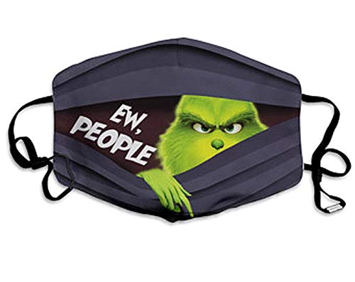 G r i n c h Ew People Reusable Washable Fabric Soft Polyester Blend Cover, Safety Gear, With Filter And Adjustable Ear Loop Buckles 25F