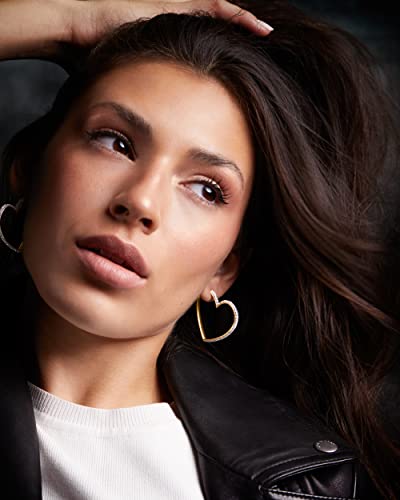 Milla Heart Hoop Earrings - Silver & Gold Heart Earrings For Women, Ideal Gifts For Girlfriend Or Cute Valentines Day Gifts For Her (14K Gold Plated) #TOP1