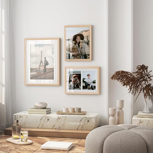 12x16 Oak Wood Picture Frame - Minimalist 12x16 Poster Frame, 12"x16" Picture Frame Wood, Natural Solid Wooden Picture Frames for Wall Art Photo and Prints(1 Pack, Beige)