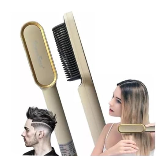 Escova Alisadora Secadora Pente Alisador Profissional Alisa Seca Modela Hidrata De Cabelo 3 Em 1 Elétrico Cerâmica 110V/220V (Sortido)