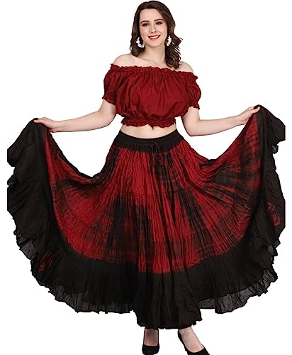 Wevez Women's 25 Yard Casual High Waist Long Maxi Skirt with Elastic Waistband Flared Cotton Skirts for Women2