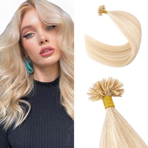 Silk-co Prebonded Hair Extensions 14inch Straight #18P613 Ash Blonde&Bleach Blonde 50S 40g U Tip Hair Keratin Nail 100% Real Remy Human Hair