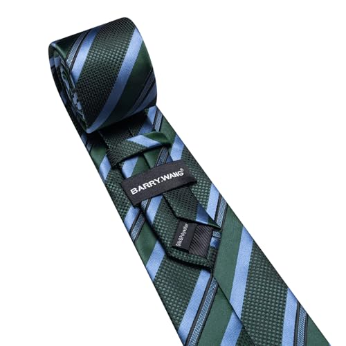 Image of Barry.Wang Mens Tie Set Plaid Check Neckties Formal Business Wedding Luxury Pocket Square Cufflinks