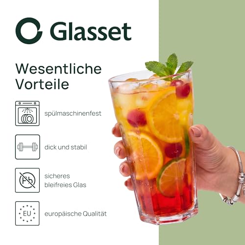 Foto von Glasset XXL-Trinkgläser, 6er-Set 700ml, Amerikanisches Rillendesign, Cocktail Highball Gläser, Wasser Glässerset XXL Tumblers Retro, 100% Recycelbar, Spülmaschinenfest, Transparent