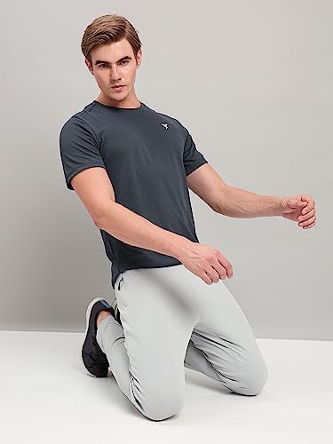 Image of TECHNOSPORT Men's Slim Fit Polyester Activewear Sports T-Shirt with Moisture-Wicking Comfort for Workout, Running & Gym