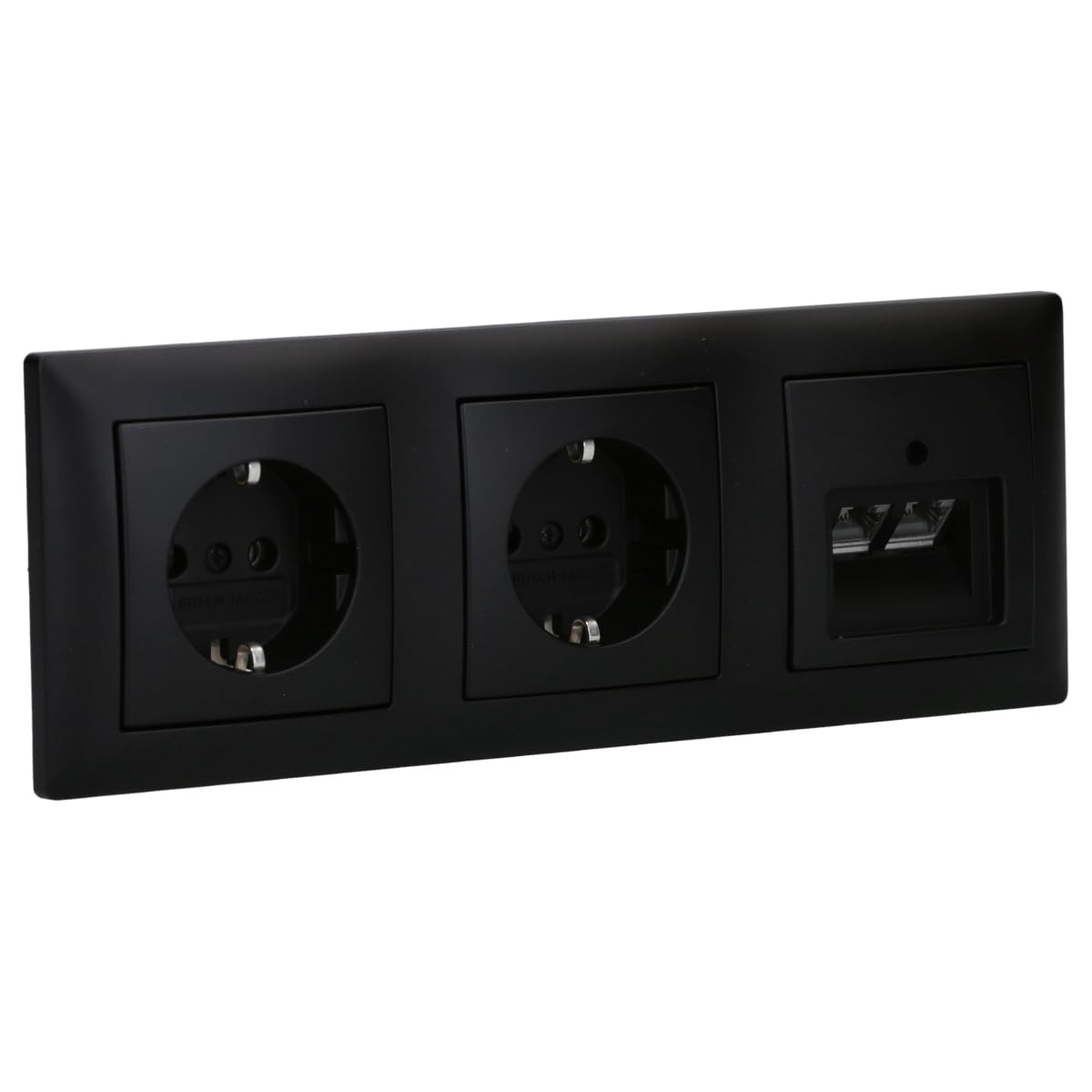 Busch-Jaeger Busch-balance SI Set: Rutenbeck Anschlussdose 136104070 UAE-Cat.6A iso-8/8 Up 0 mit Zentralscheibe 2-fach + 2x 20 EUC-915 Steckdose + 1723-915 3-fach Rahmen Schwarz Matt