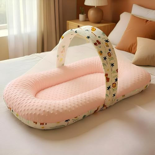 Image of StarAndDaisy Baby Carry Nest with Mosquito Net | Portable Baby Lounger for Infants (0-12 Months) | Foldable & Lightweight Travel Bed Soft & Breathable Fabric (Lion Print)