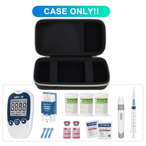 BOVKE Diabetic Supplies Travel Case, Storage Carrying Bag for Diabetes Testing Kit, Blood Glucose Monitor Meters, Test Strips, Medication, Lancets, Needles, Syringes and Diabetic Supplies, Black Star - Thumbnail 2