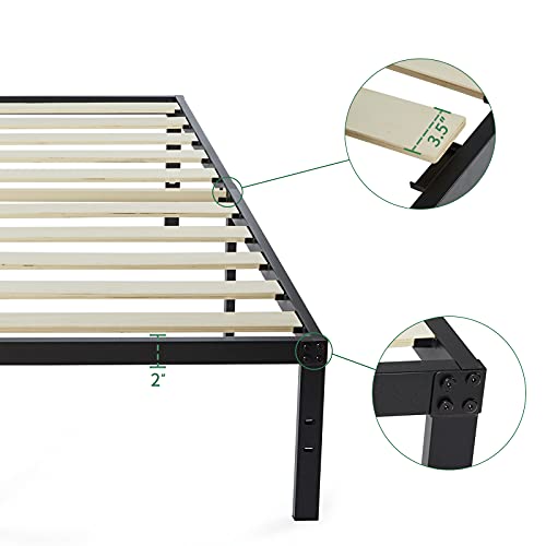 Noah Megatron Queen Bed Frame 16 Inch, Heavy Duty Bed Frame With Wooden Slats, 16 Inch Mattress Foundation/No Box Spring Needed (Queen) #TOP4