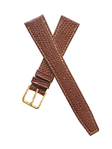 Dcasmo group Correa Reloj de Cuero Legitimo Grano Lagarto Marrón para Hombre 18mm New Old Stock 1960 1970 - Pulsera Original Vintage - Strap Bracelet de Relojeria Antigua