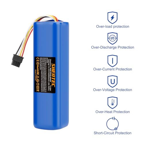 Image of Shentec 6900mAh 14.4V Battery for Roborock S4 S5 S6 S7 Q7 Max S50 S60 S70, T4 T6 T7 T60 T65, E20 E25 E35 C10, Compatible with Xiaomi Mijia /Mi 1st and 2nd Gen Robot Vacuum Battery