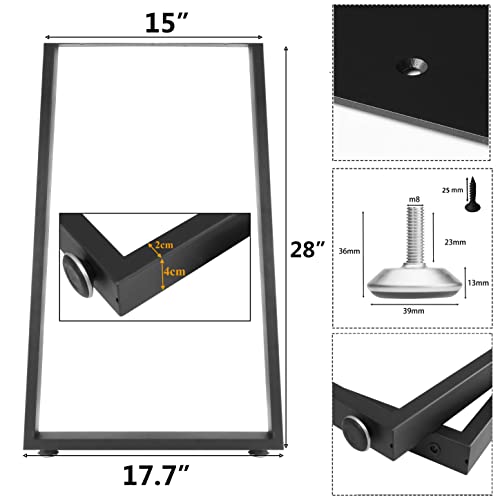 Image of Metal Table Legs, Heavy Duty Square Tube Iron Desk Legs for Dining, Coffee, Computer Desk, Workbench, Meeting Room - DIY Furniture Legs 28 inchH x 17.7 inchW (28 inch, U 4x2cm)