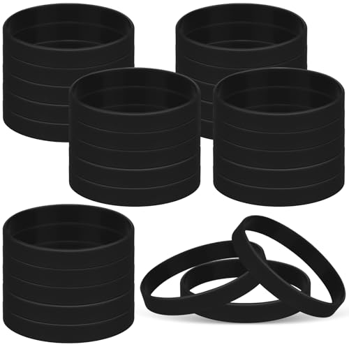 MATEPLUS 24 bracelets silicone noir couleur unie