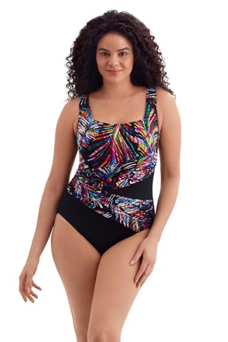 Women's Plus Swimwear Coolangata Wrap Sash Tank One Piece Swimsuit, Multi, 18