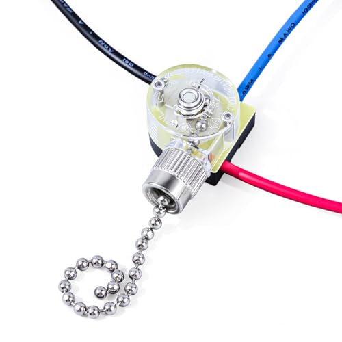 Image of Ceiling Fan Light Pull Switch Zing Ear ZE-110 | 3 Wire Pull Cords Turn On-Off Control Replacement Accessories Compatible with Hunter Fan Wall Table Lamps