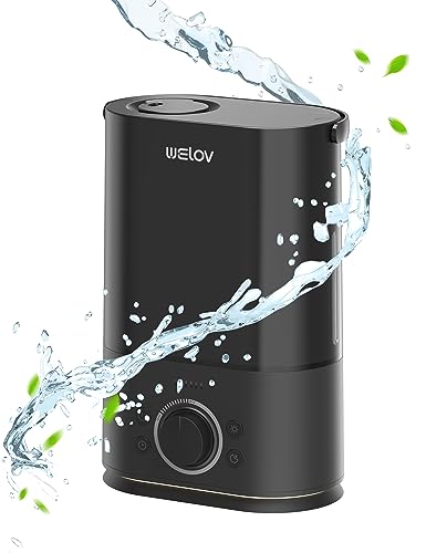 Image of WELOV Humidifiers for Bedroom, 1 Gallon Tank Cool Mist for Large Room, Quiet Air Vaporizer with Timer, Night Light, No Leaks, Easy to Clean for Baby, Plants