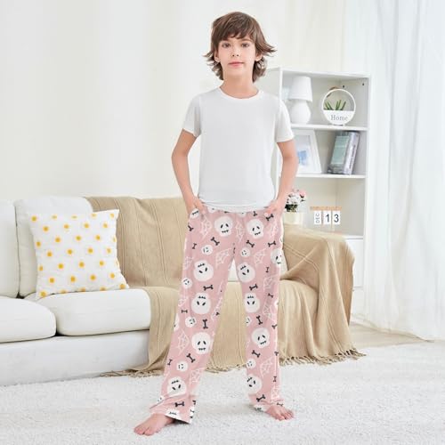 Boys' Pants Halloween Cute Skull Web Long Bottoms Jogger Pants Elastic Waist Trousers with Pockets S-XL3