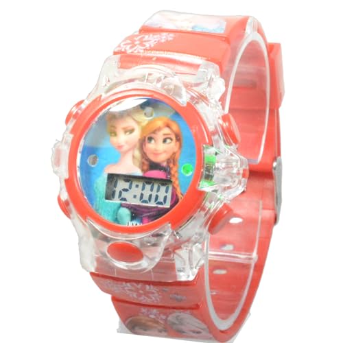 Relógio Infantil Menina Princesas Frozen Led Com Luz E Som (VERMELHO)