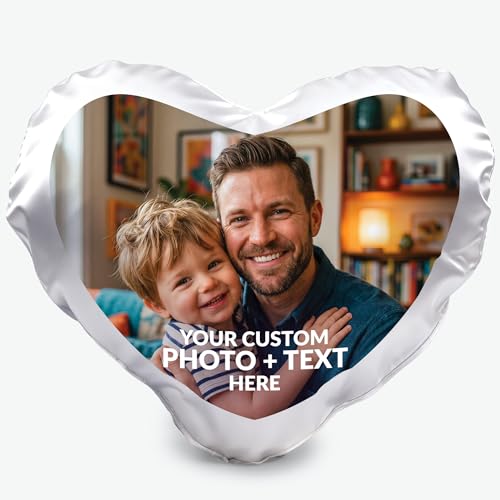 ArtPix 3D Personalized Photo Pillow Cover - Custom Face Cushion Case with Picture Print, Customized Gifts for Mom, Women, Wife, Grandma, Daughter, Friends, Heart Throw Pillow