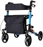 ▅▃ ?CONCEPTION PLIABLE COMPACTE: Le déambulateur pliable est compact lorsqu'il est plié, se range facilement dans le coffre d'une voiture ou même sur la banquette arrière.Pliage sans tracas en une seule étape facile.Tirez simplement sur la sangle centrale sous le siège.Pour un rangement plus compact, les roues avant sont amovibles avec un simple bouton-poussoir et les roues arrière sont articulées pour se replier contre le cadre.