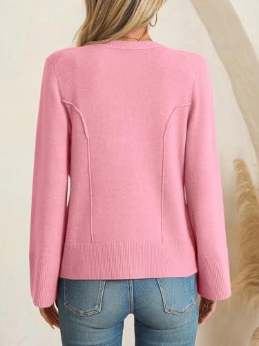 Image of Saodimallsu Womens Bell Sleeve Cardigan Sweaters Button Down Long Sleeve Fall Trendy Sweaters 2025 U Neck Knit Outwear