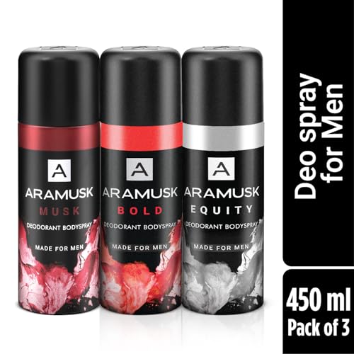 Image of Aramusk Deo for Men - MUSK, BOLD & EQUITY assorted |Long Lasting Masculine Fragrance | Everyday Bodyspray |150mL Pack of 3