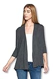 Women's 3/4 Sleeve Extra Soft Open Front Casual Flowy Viscose Made from Bamboo Cardigan (3X-Large, Charcoal)