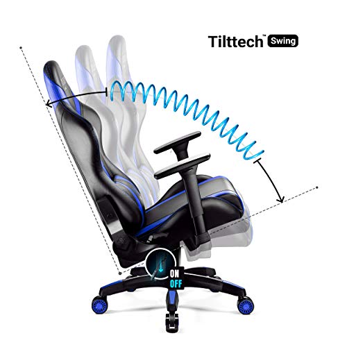 Diablo-X-Horn-Silla-Gaming-Oficina-Gamer-Apoyabrazos-3D-Cojin-Ajustable-Diseno-Ergonomico-Cuero-Sintetico-Funcion-de-Inclinacion-Negro-Azul-Normal