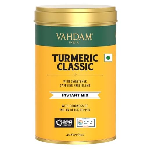 VAHDAM, Latte Clásico De Cúrcuma, 40 Tazas (100 G) | Leche Dorada En Polvo Con Curcumina | Latte De Cúrcuma | Té De Cúrcuma | Preparar Té Caliente O Helado | Cúrcuma Con Pimienta Negra