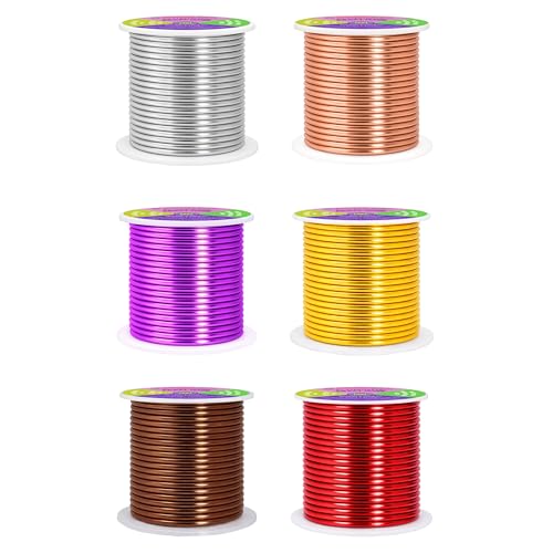 Image of Mandala Crafts 8 GA Purple Brown Red Assorted Anodized Aluminum Craft Wire | 120 FT, Colored, Flexible, Bendable for Bonsai Armature Sculpting Wire Wrapping Jewelry Making, Weather & Tarnish Resistant