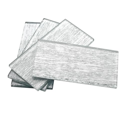 Blujellyfish Silver White Glass Tile 3x6 for Kitchen Backsplash Accent