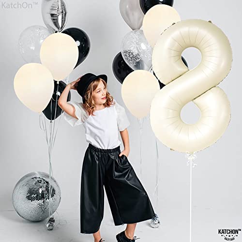 Image of KatchOn Cream White Number 8 Balloon 40 Inch | 8th Birthday Decorations for Party, Birthday Balloons 8 Year Old, Eight Balloons Number for 8th Anniversary Party Supplies