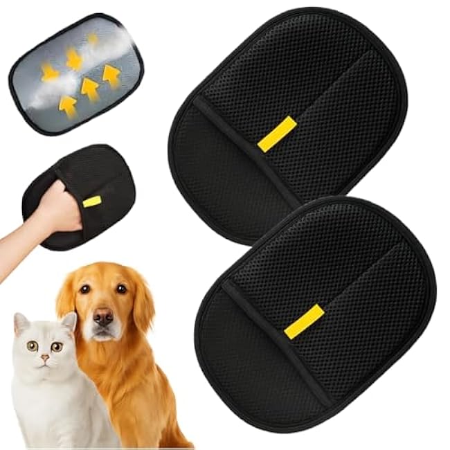 Pet Hair Removal Gloves ¨C Electrostatic Fur Cleaning Tool | Quickly Remove Hair from Furniture, Carpets, Car Seats and Clothes ¨C Gentle, Washable and Reusable(2 Pcs)-2gh1lulF