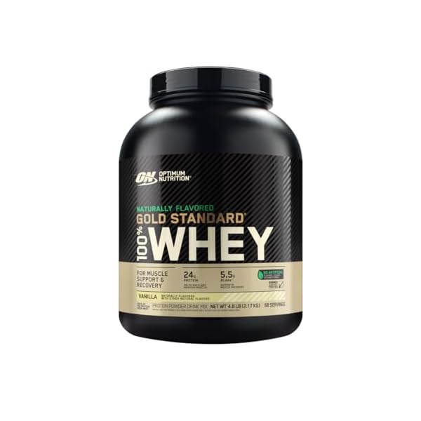 Optimum Nutrition Gold Standard 100% Whey Naturally Flavored Protein Powder 4.8 (Packaging May Vary), Vanilla, 76.8 Ounce