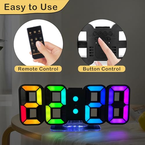 Seutgjie RGB Digitaluhr mit 14 Farboptionen im Homeoffice Umfeld. - Detailansicht von Seutgjie 3D LED Wecker Angebot –...