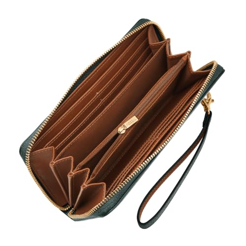 Image of Fossil Women's Logan Leather RFID-Blocking Zip Around Clutch Wallet with Wristlet Strap for Women