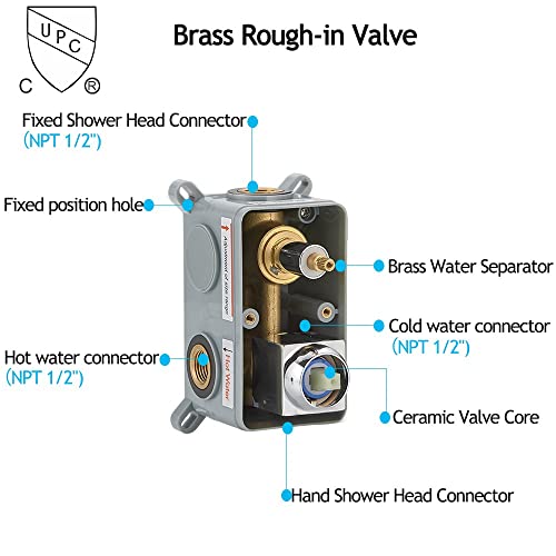 Jinggang Polished Chrome Shower System 10 Inch Bathroom Luxury Rain Mixer Shower Combo Set Wall Mounted Rainfall Shower Head And Handheld System Shower Faucet Rough-In Valve Body And Trim Included #TOP4