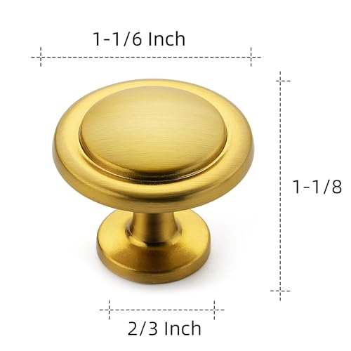 Image of Ravinte 1 Pack 1-1 /4 inch Kitchen Cabinet Knobs Brushed Brass Zinc Pulls Door Handles for Dresser Drawers
