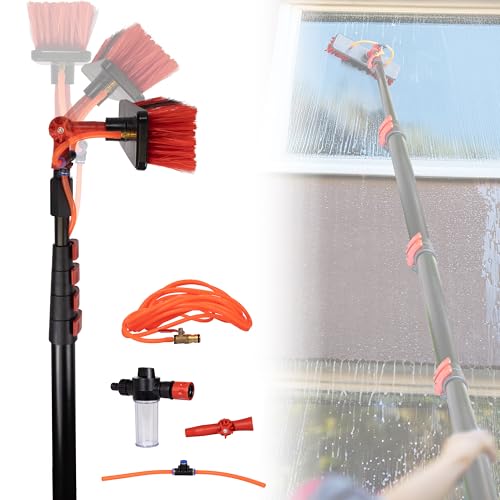 CleanRite® Perche Telescopique Nettoyage 4.6M | Nettoyeur de Raclette Vitre Kit | Lave-vitres...