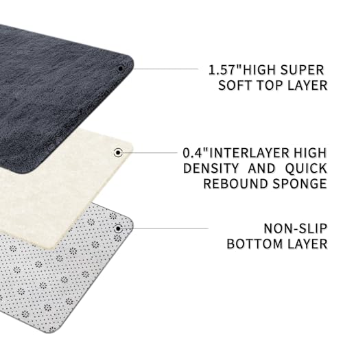 Sour Lemon Rugs Living Room 200x300cm, Grey Area Rugs for Bedroom, Washable Anti Slip Extra Large Shaggy Soft Rug Fluffy Modern Floor Carpets Mat Beside Carpet for Kids Living Room