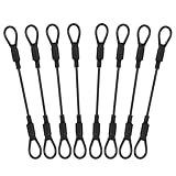 8 Pack Stainless Steel Wire Rope with Rubber Coated and Loops, 5.9