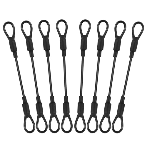 8 Pack Stainless Steel Wire Rope with Rubber Coated and Loops, 5.9