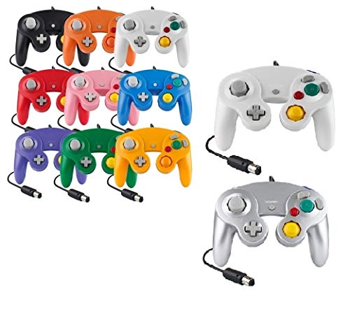 Mando para Game Cube, color blanco y conmutador, con cable, color plateado y blanco